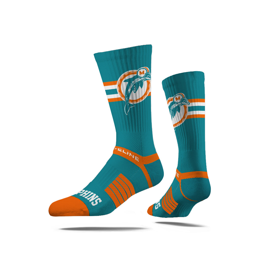 Miami Dolphins Strideline Retro Logo Premium Knit Crew Socks - Aqua