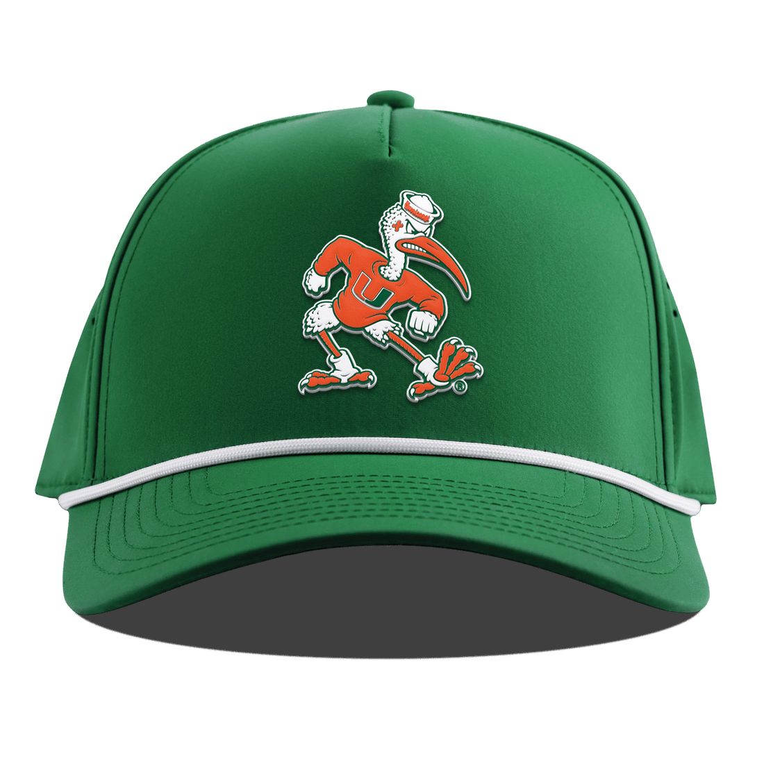 Miami Hurricanes Branded Bills "Sebastian the Ibis" Curved 5 Panel Rope Hat - Green