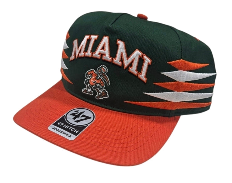 Miami Hurricanes 47 Brand Diamond Cut Hitch Adjustable Hat - Green/Orange