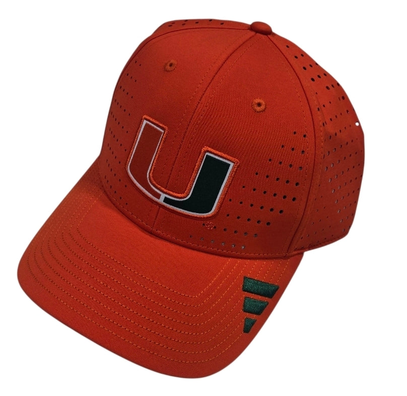 Miami Hurricanes adidas Structured Perforated Adjustable Hat - Orange