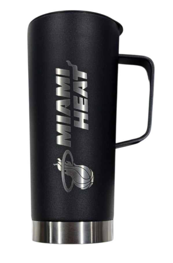 Miami Heat 18 oz Laser Etched Roadie Cup w/Handle - Black