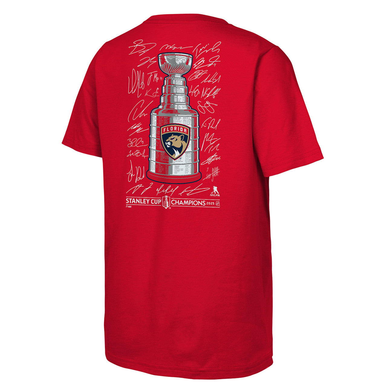 Florida Panthers 2025 Stanley Cup Champions Signature Roster T-Shirt Youth - Red