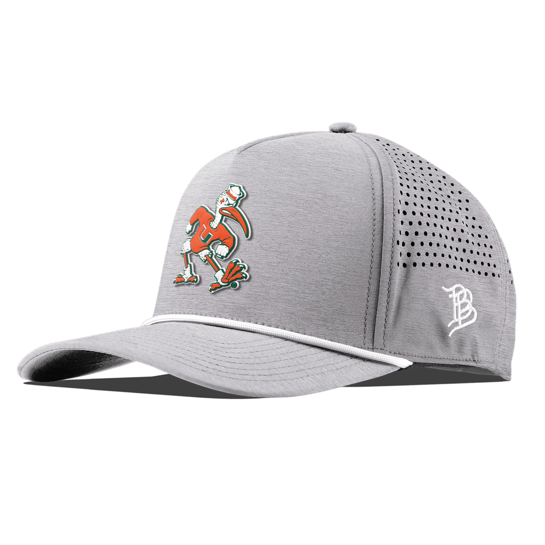 Miami Hurricanes Branded Bills "Sebastian the Ibis" Curved 5 Panel Rope Hat - Grey