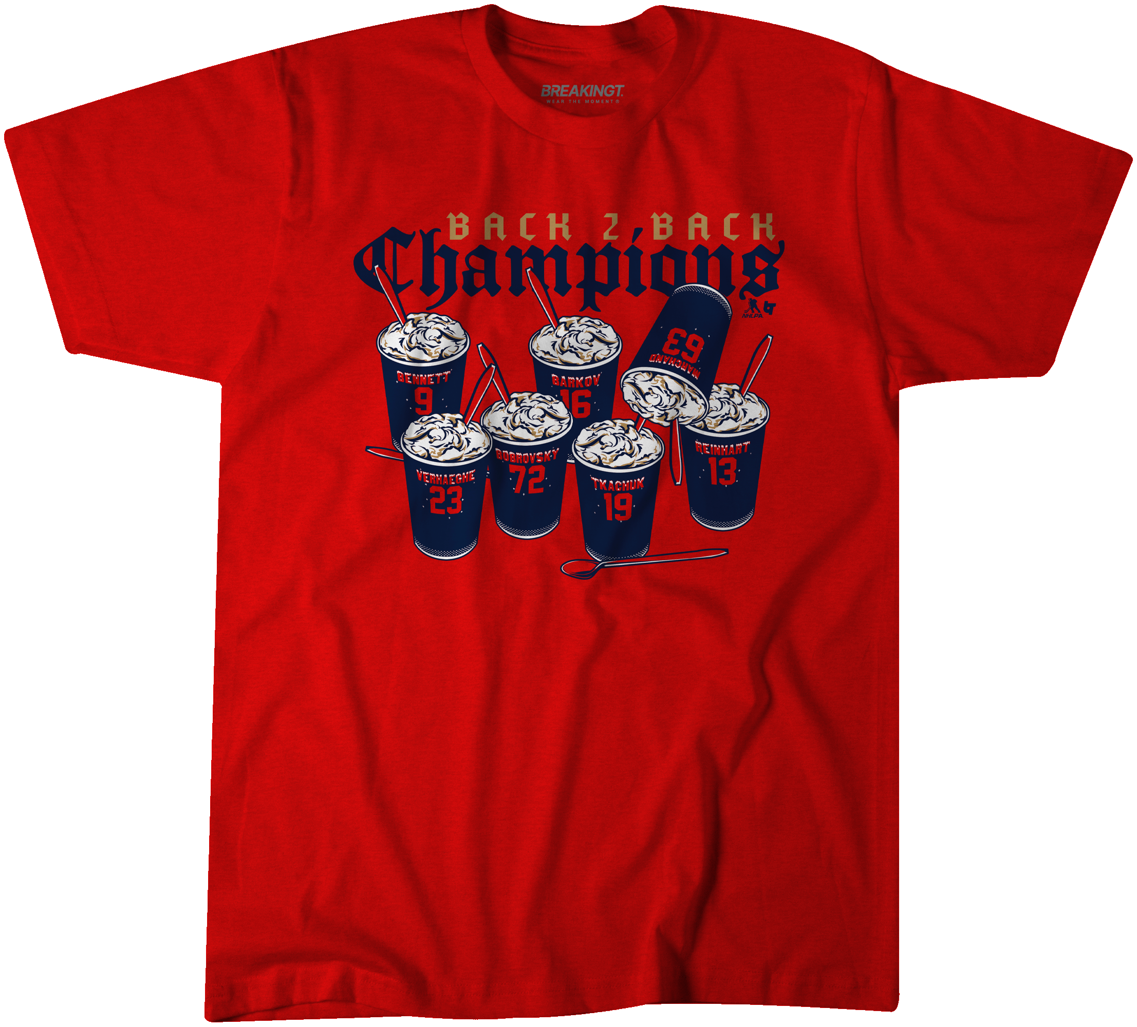Florida Hockey: 2025 Ice Cream Cups Back to Back Champs T-Shirt - Red