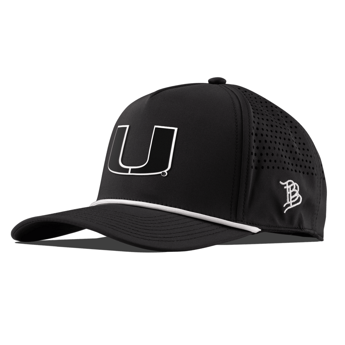 Miami Hurricanes Branded Bills "Vintage UMiami Team Logo" Curved 5 Panel Rope Hat - Black