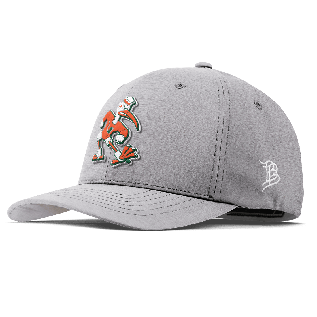 Miami Hurricanes Branded Bills "Sebastian the Ibis" Flexfit Performance Fitted Hat - Grey