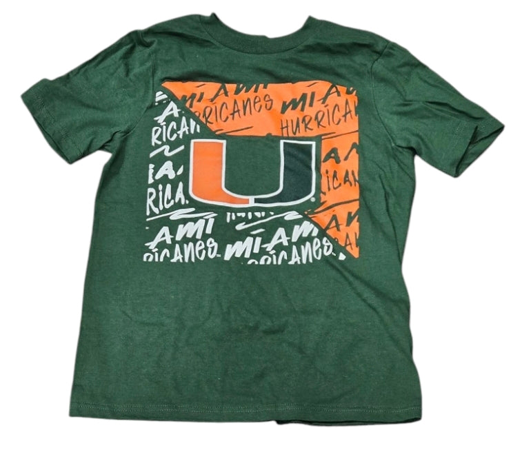 Miami Hurricanes Youth Divide Diagonal T-Shirt - Green