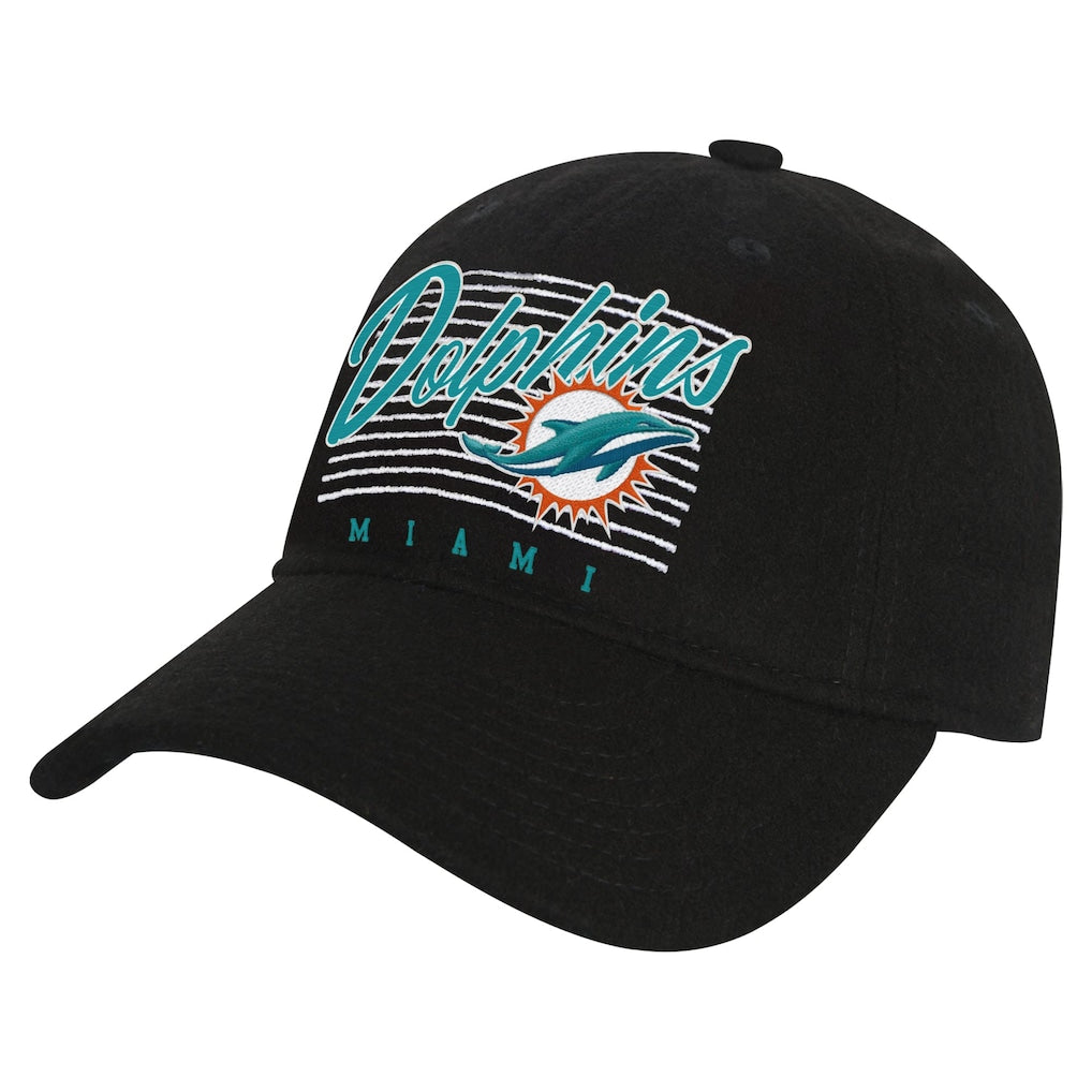 Miami Dolphins Youth Retro Wooly Adjustable Hat - Black