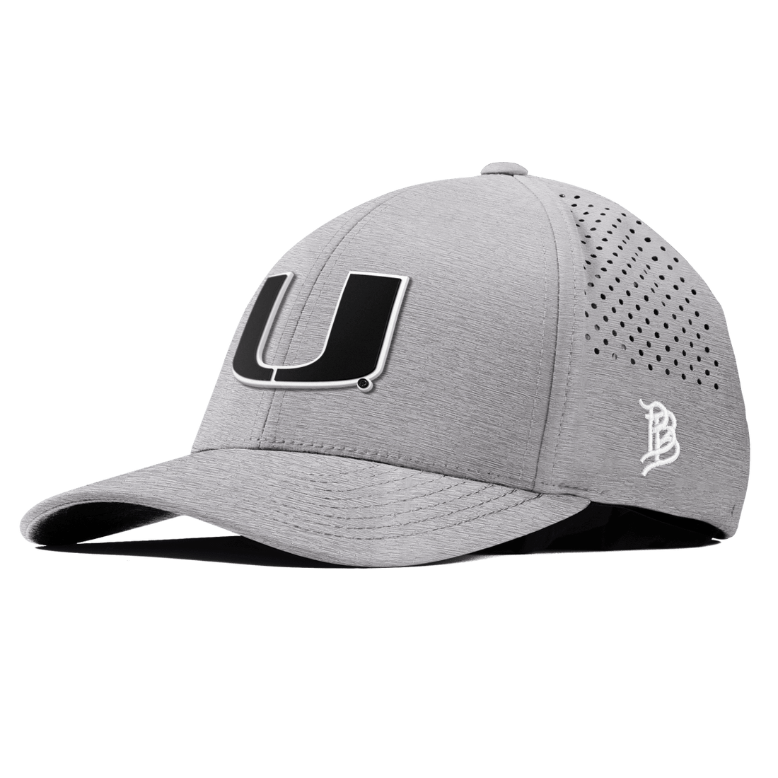 Miami Hurricanes Branded Bills "Vintage UMiami Team Logo" Curved Performance Hat - Grey