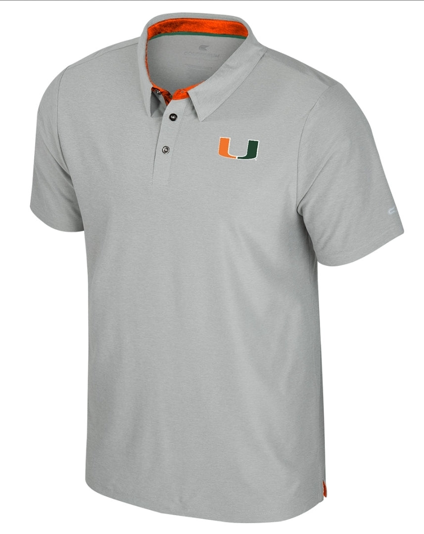 Miami Hurricanes Colosseum Men's Atomic Polo - Ash Grey