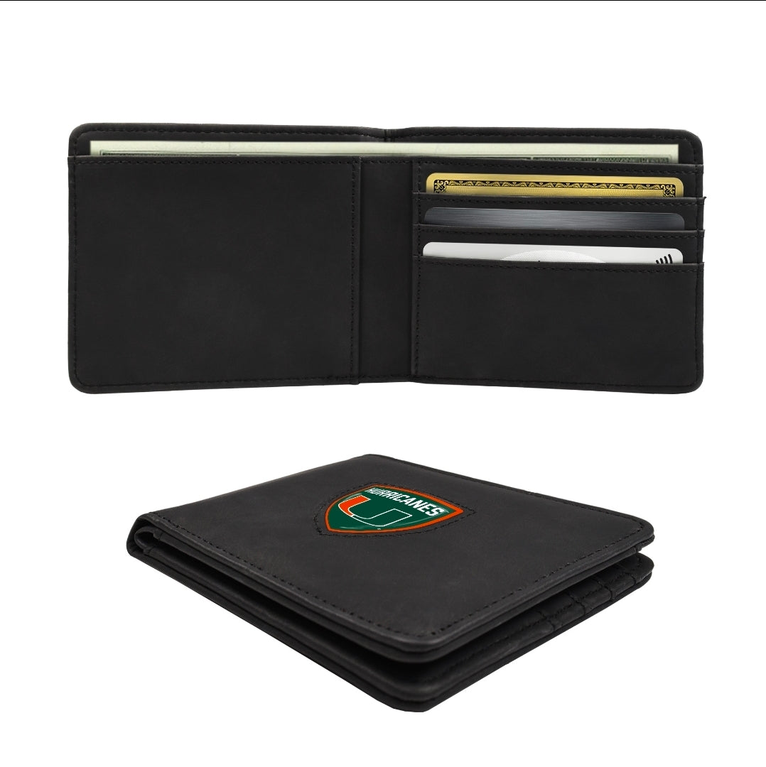 Miami Hurricanes Little Earth Shield Bi-Fold Wallet - Black