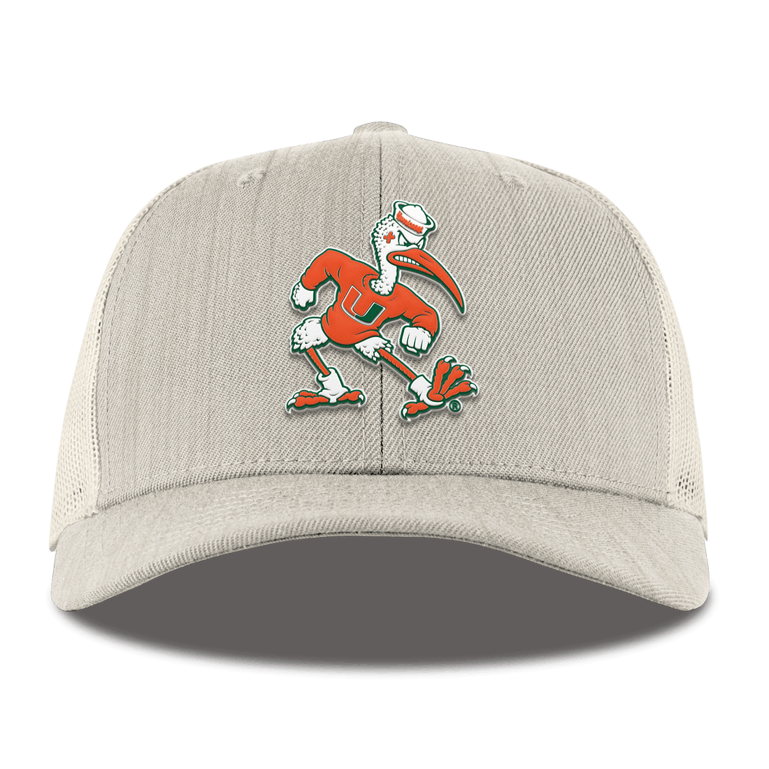 Miami Hurricanes Branded Bills "Sebastian the Ibis" Curved Trucker Hat - Light Beige