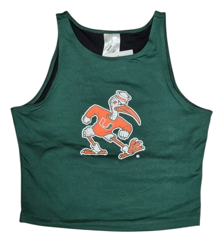 Miami Hurricanes ZooZatz Sebastian w/U Logo 1st Down Crop Top - Green