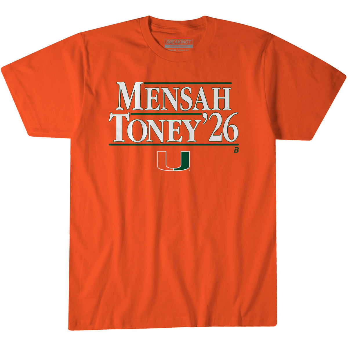 Miami Hurricanes Mensah Toney '26 T-Shirt - Orange