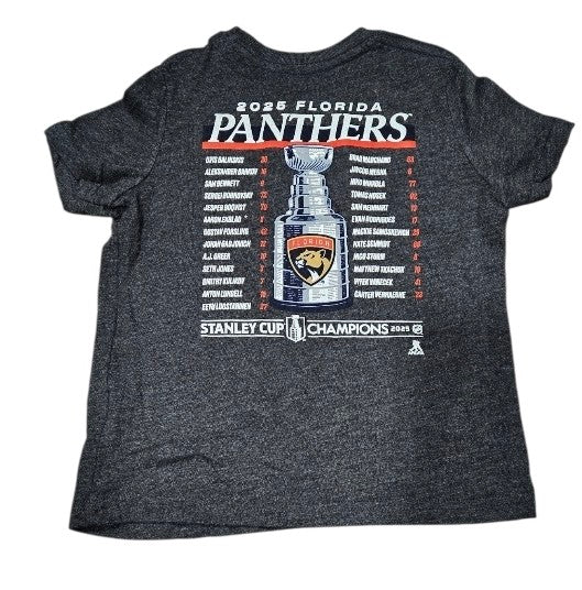 Florida Panthers Toddler 2025 Stanley Cup Champions Roster T-Shirt - Charcoal