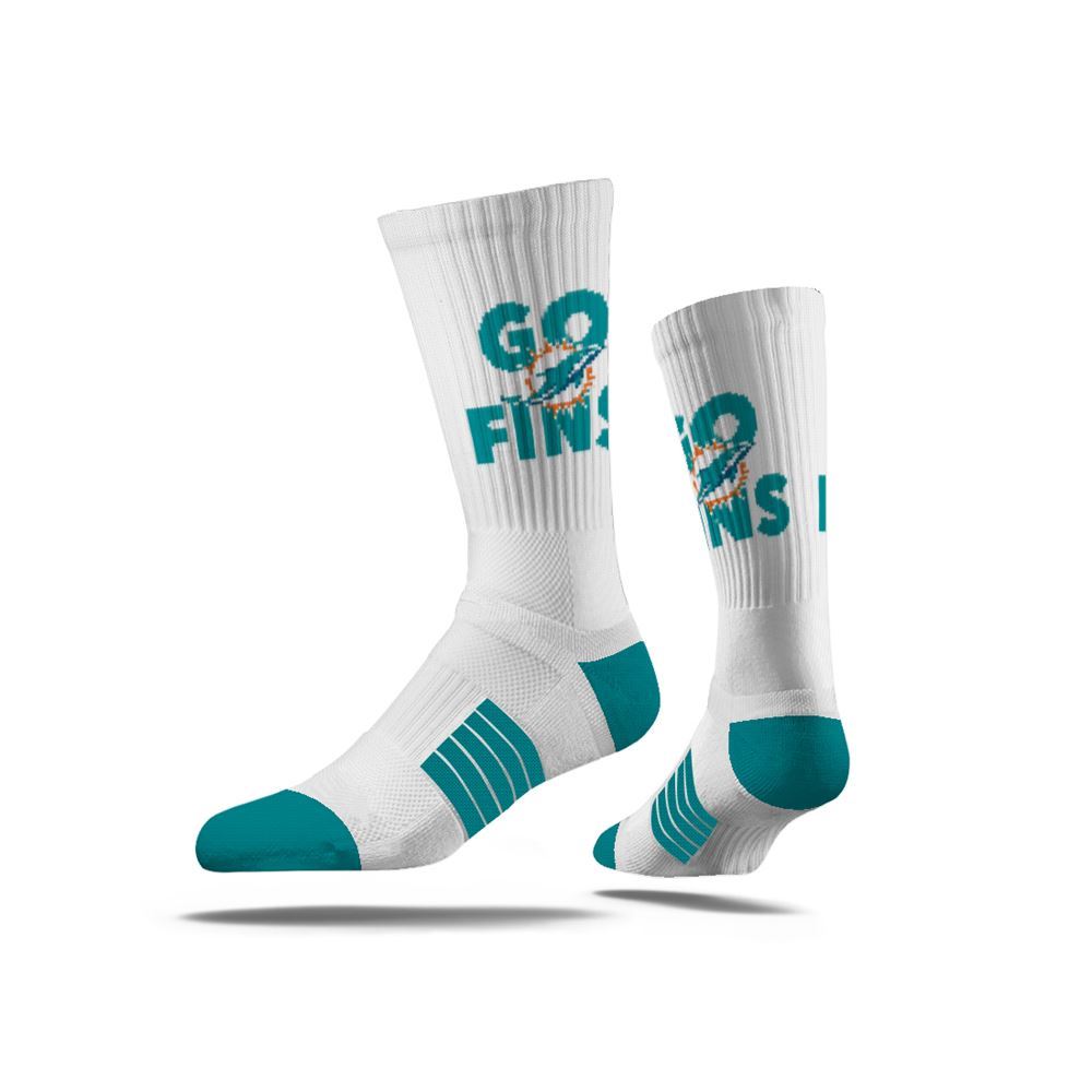 Miami Dolphins Strideline Go Fins Premium Knit Crew Socks - White