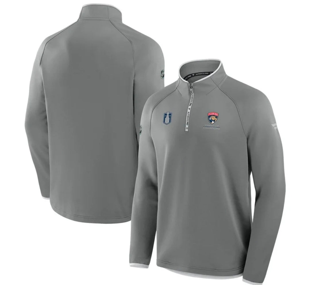 Florida Panthers 2025 Stanley Cup Champions Authentic Pro 1/4 Zip Pullover - Mockingbird Grey