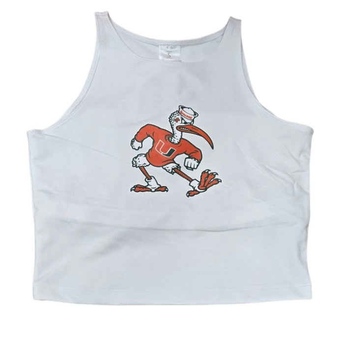 Miami Hurricanes ZooZatz Sebastian w/U Logo 1st Down Crop Top - White