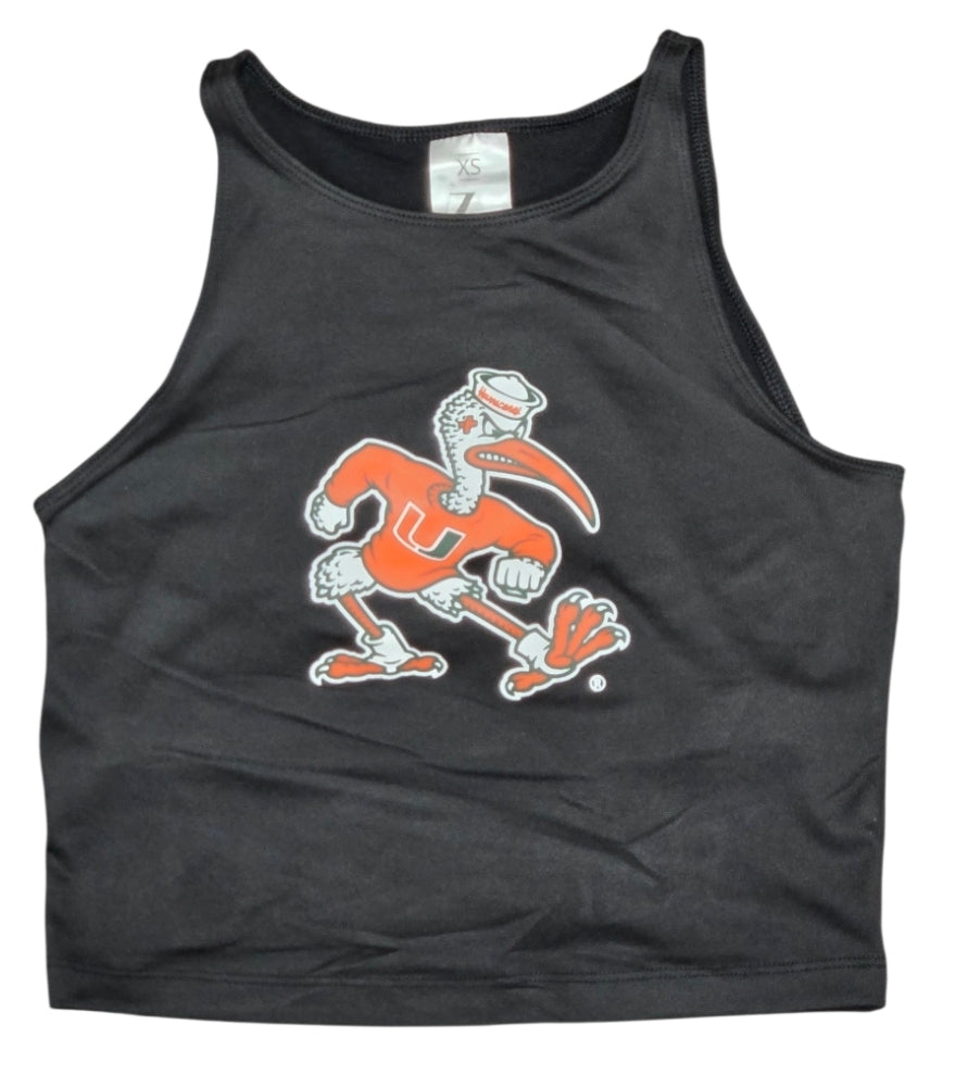 Miami Hurricanes ZooZatz Sebastian w/U Logo 1st Down Crop Top - Black