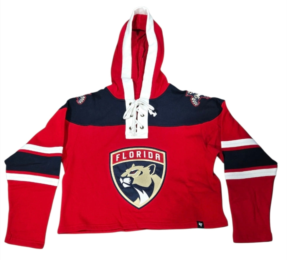Florida Panthers '47 Brand Women's Cropped Red Superior Lacer Hoodie - Red