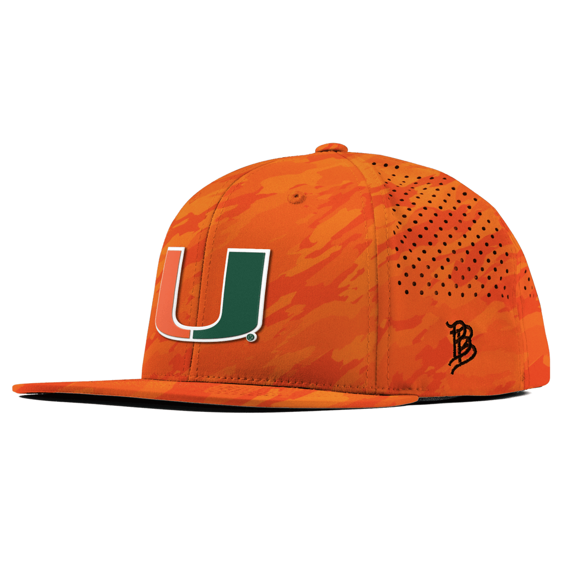 Miami Hurricanes Branded Bills "UMiami Team Logo" Flat Brim Panel Rope Hat - Orange