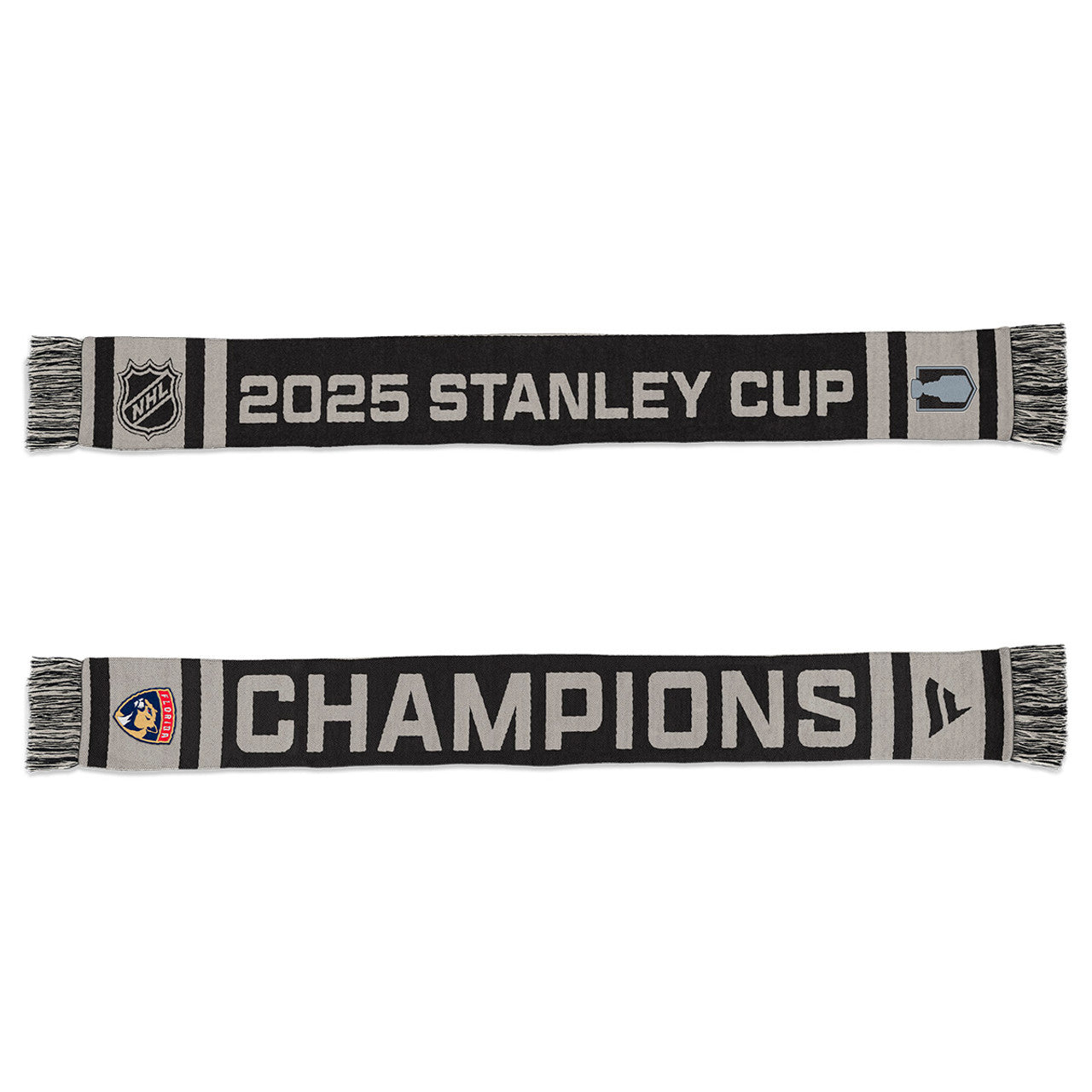 Florida Panthers 2025 Stanley Cup Champs Scarf - Moonstruck Grey