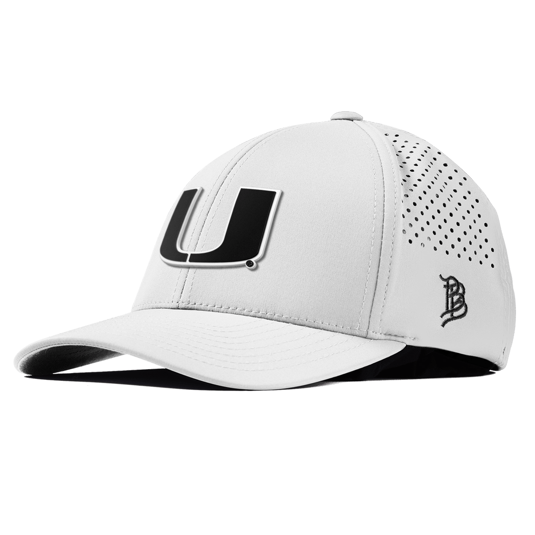 Miami Hurricanes Branded Bills "Vintage UMiami Team Logo" Curved Performance Hat - White