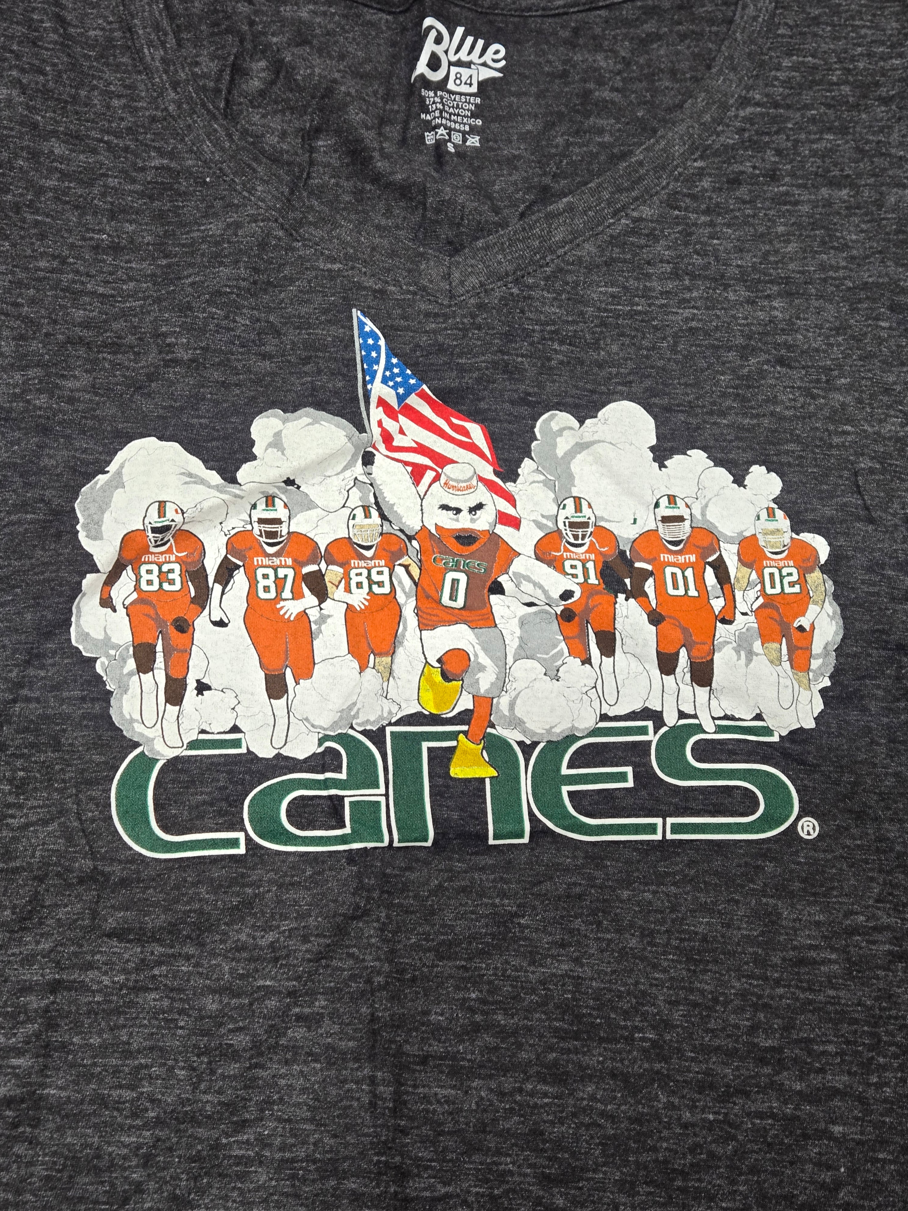 Miami Hurricanes Women's Running Smoke V-Neck T-Shirt - Heather Black