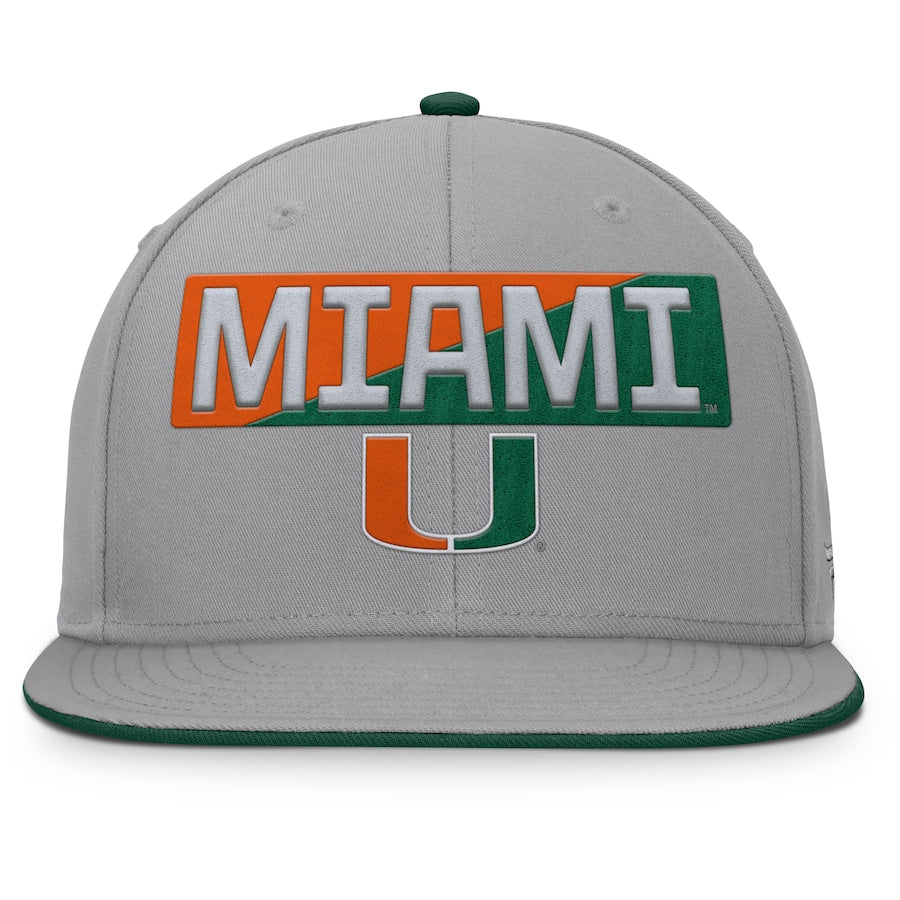 Miami Hurricanes Fanatics Duo Snapback Hat - Alloy Grey