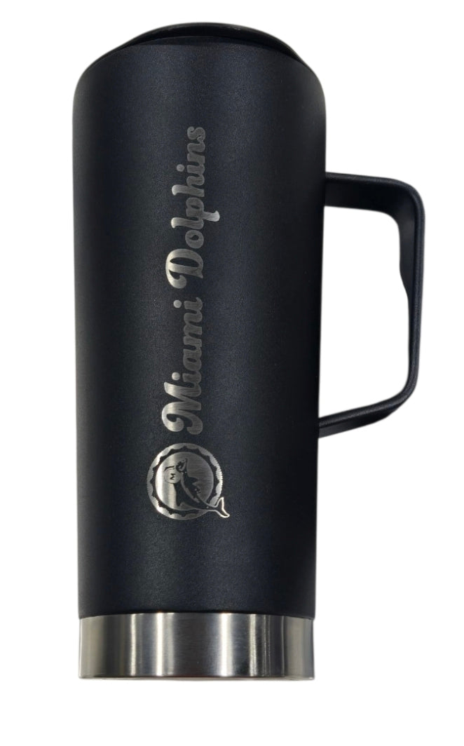 Miami Dolphins 18 oz Laser Etched Roadie Cup w/Handle - Black