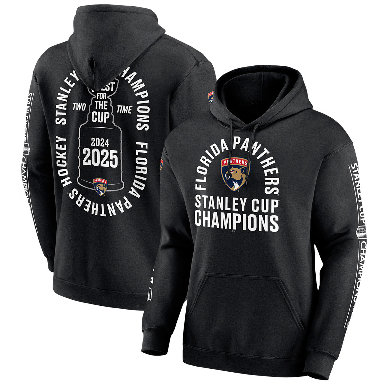 Florida Panthers Fanatics Two-Time Stanley Cup Champions Conquest Pullover Hoodie - Black