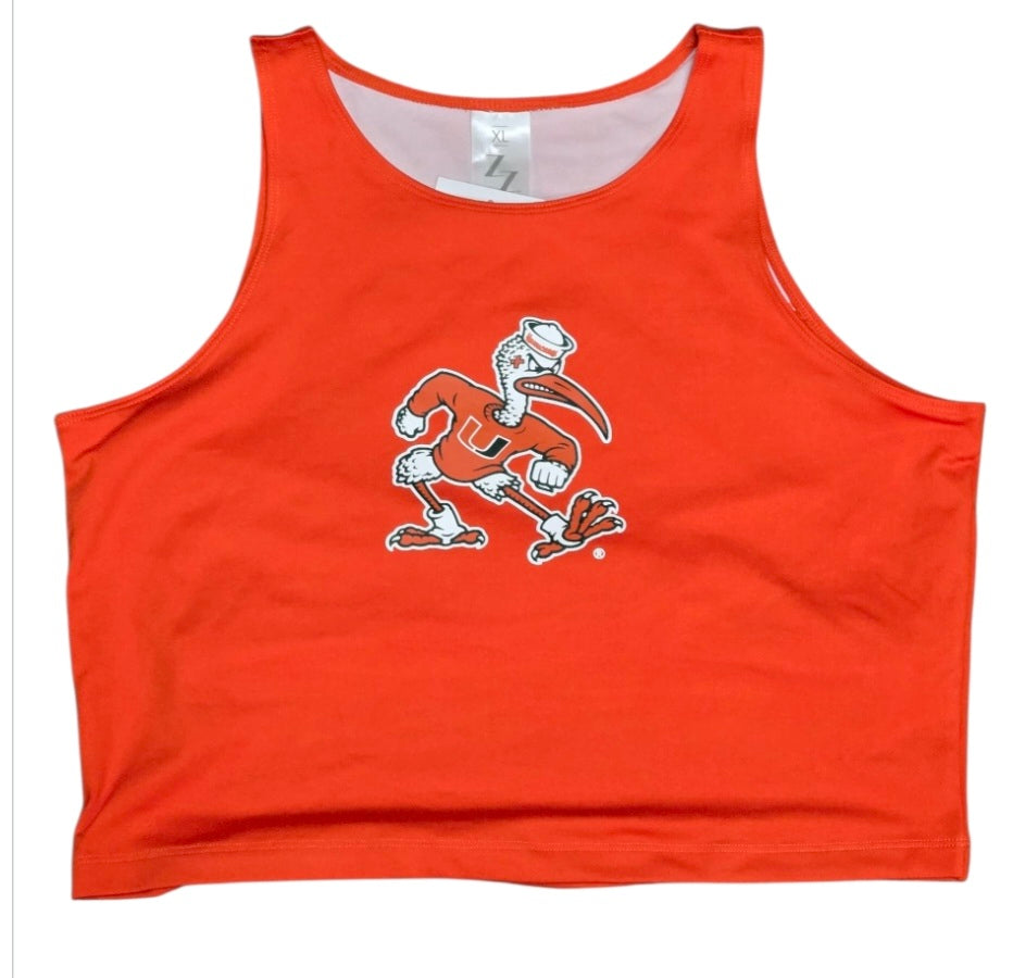Miami Hurricanes ZooZatz Sebastian w/U Logo 1st Down Crop Top - Orange