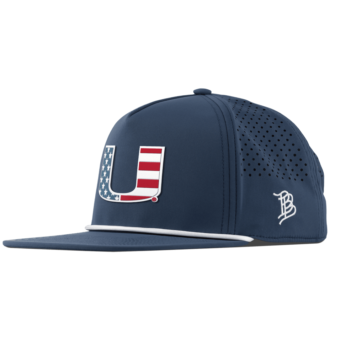 Miami Hurricanes Branded Bills "Miami Stars & Stripes" Curved 5 Panel Rope Hat - Navy