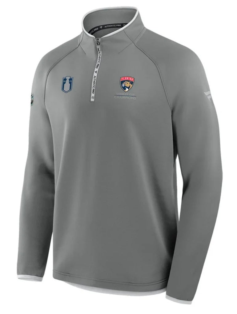 Florida Panthers 2025 Stanley Cup Champions Authentic Pro 1/4 Zip Pullover - Mockingbird Grey