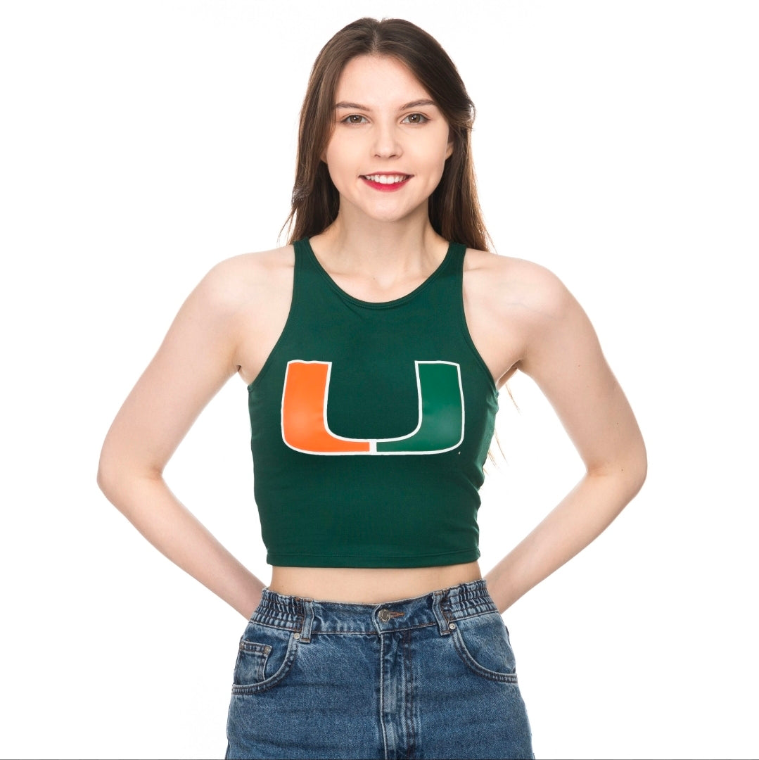 Miami Hurricanes ZooZatz U Logo 1st Down Crop Top - Green