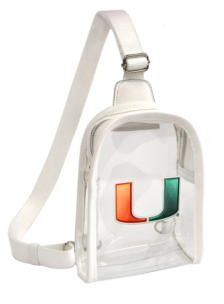 Miami Hurricanes Mini Sling Clear Bag - White Strap