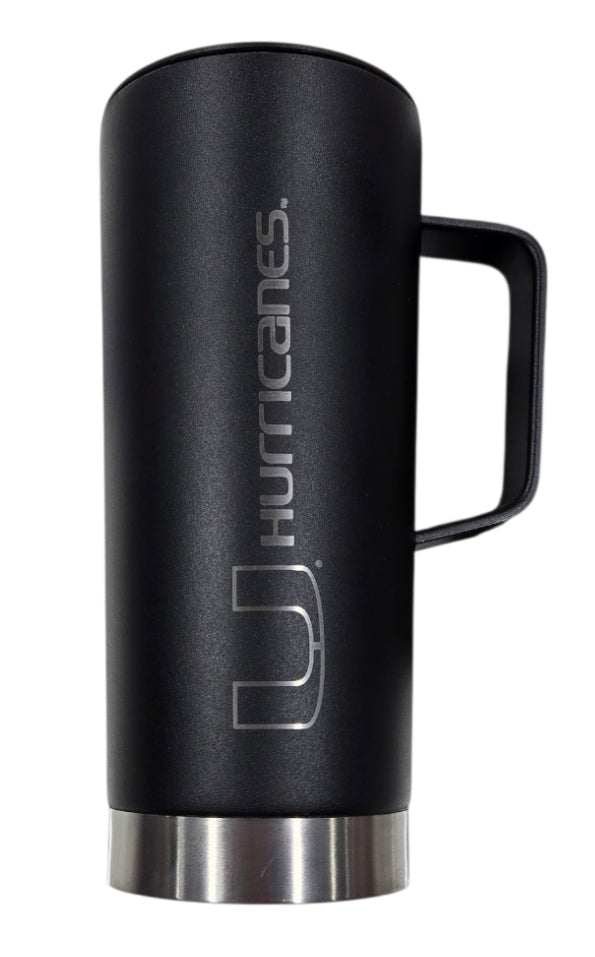 Miami Hurricanes 18 oz Laser Etched Roadie Cup w/Handle - Black