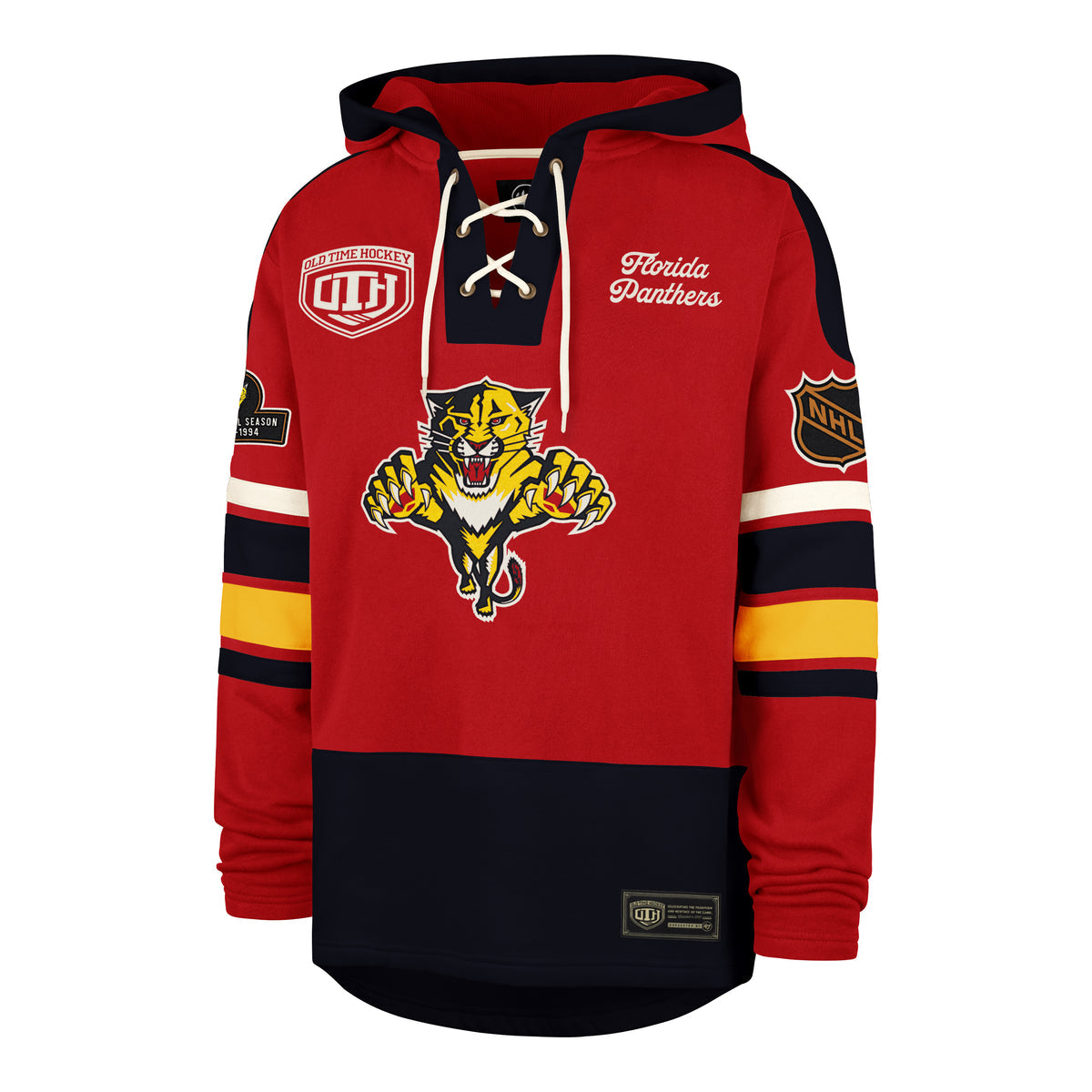 Florida Panthers '47 Brand Old Time Hockey Vintage Puck Drop Heritage Lacer Hoodie - Red