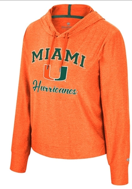 Miami Hurricanes Colosseum Women's Skipper Lightweight Crop Hoodie - Orange