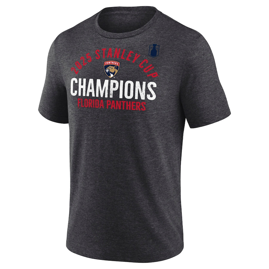 Florida Panthers Fanatics 2025 Stanley Cup Champions Rush Tri-Blend T-Shirt - Heather Charcoal