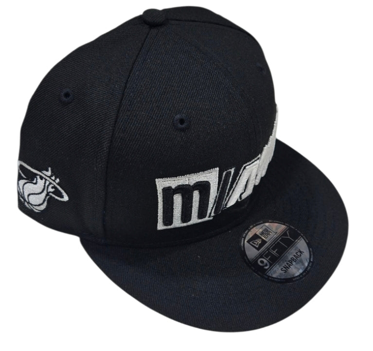 Miami Heat New Era MashUP 9Fifty Snapback Hat - Black/White