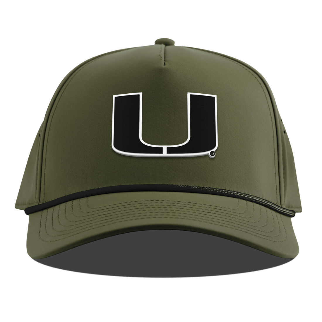 Miami Hurricanes Branded Bills "Primary Logo" Curved 5 Panel Rope Hat - Olive