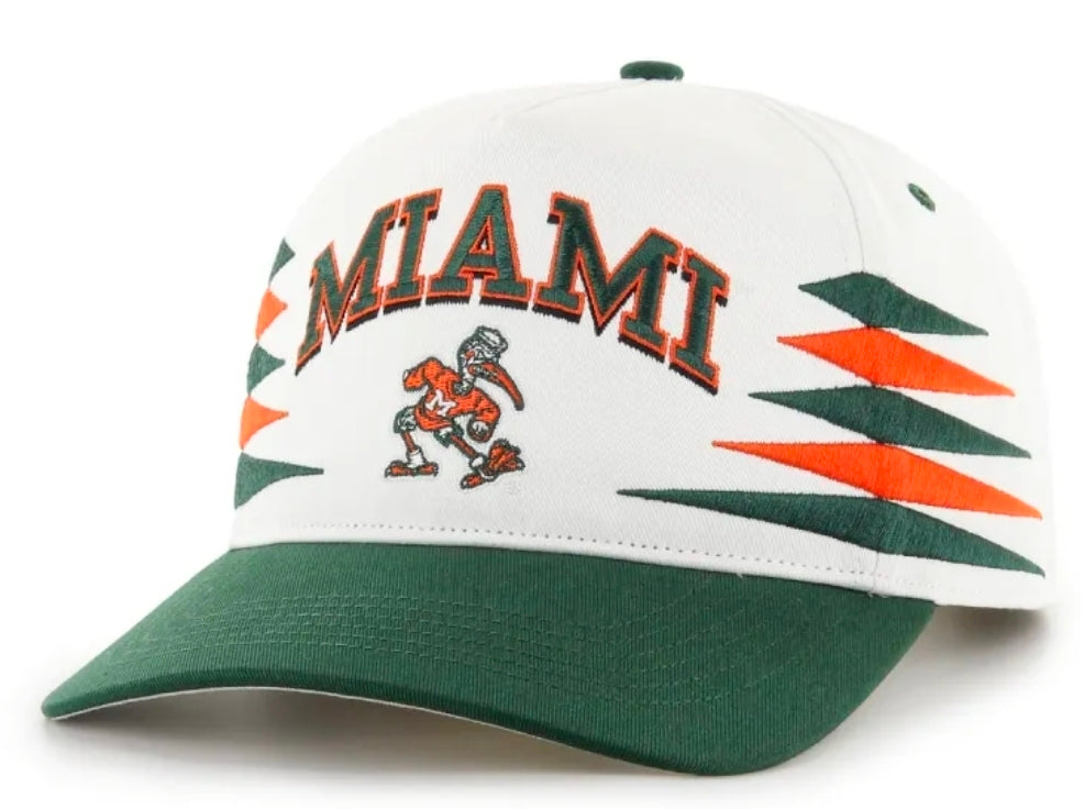 Miami Hurricanes 47 Brand Diamond Cut Hitch Adjustable Hat - White/Green