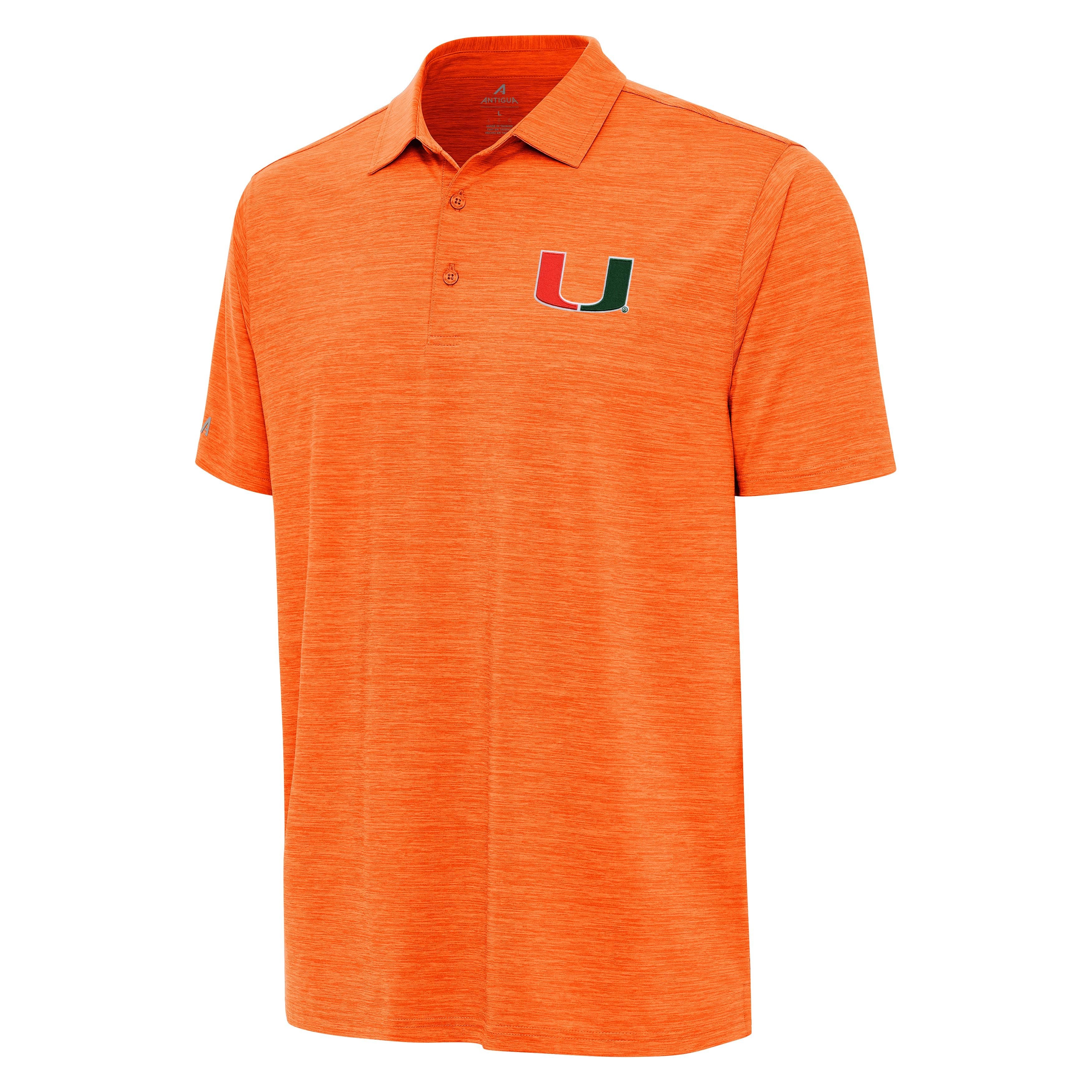 Miami Hurricanes Antigua Primary Logo Layout Polo - Orange