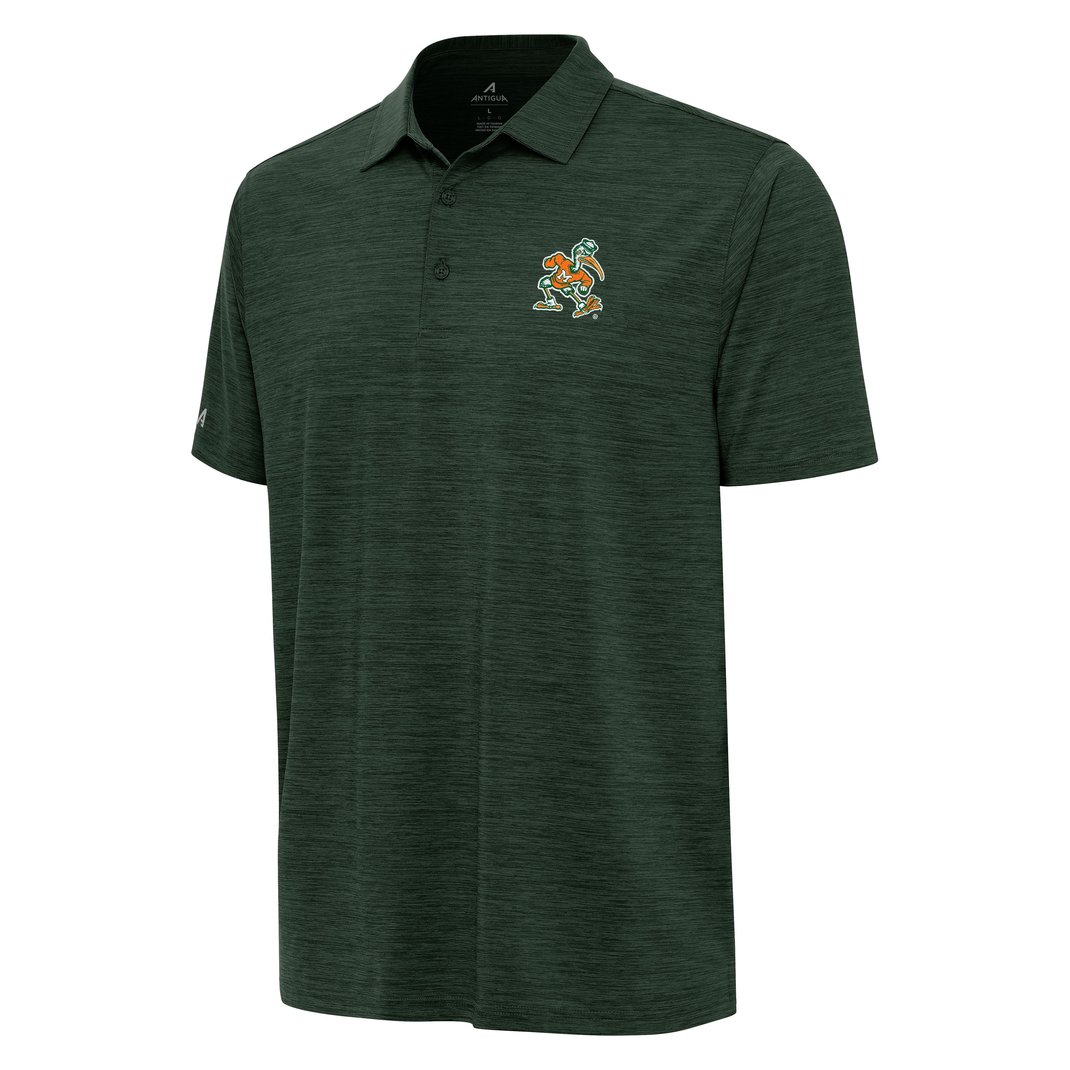 Miami Hurricanes Antigua Sebastian Layout Polo - Heather Green