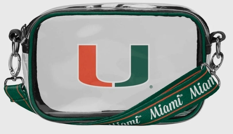 Miami Hurricanes Clear Team Stripe Camera Stadium Bag w/Zipper