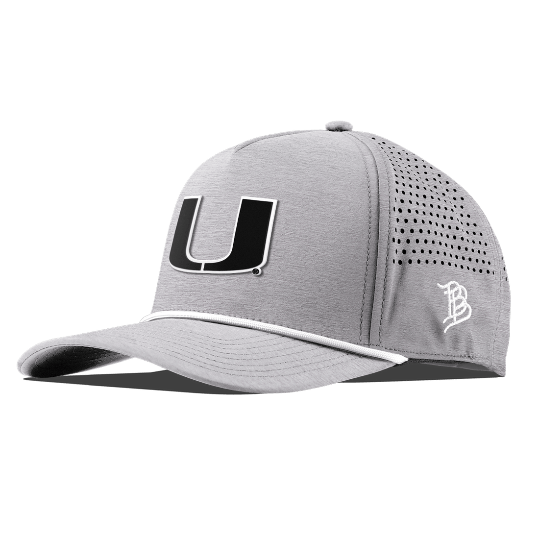 Miami Hurricanes Branded Bills "Vintage UMiami Team Logo" Curved 5 Panel Rope Hat - Grey