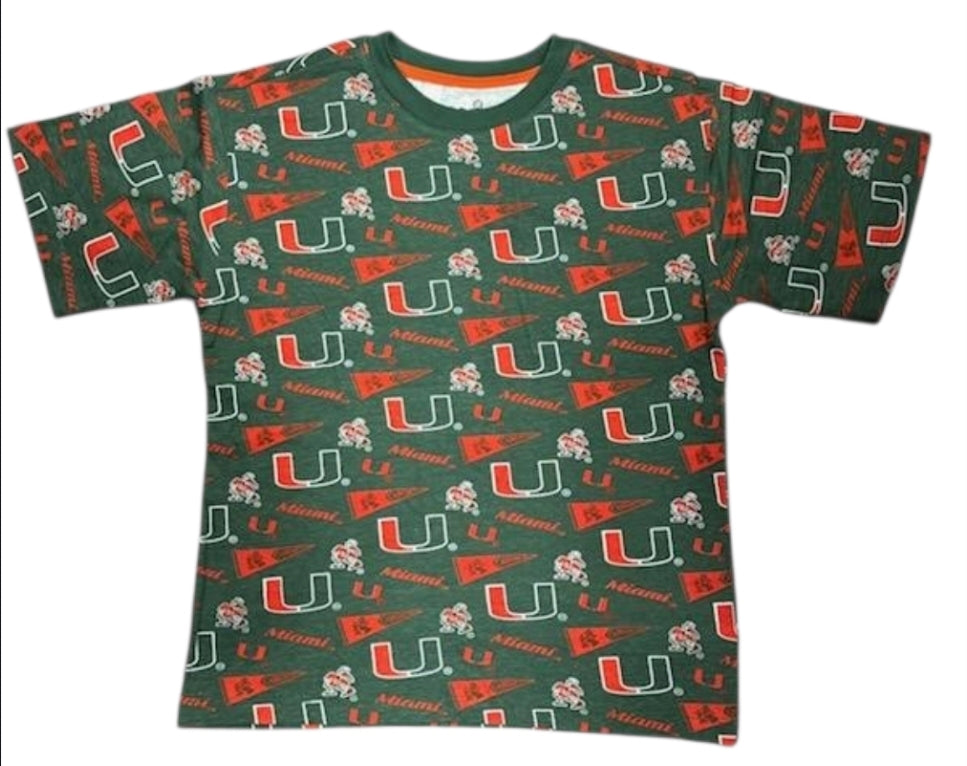 Miami Hurricanes Youth Scramble AOP T-Shirt - Green