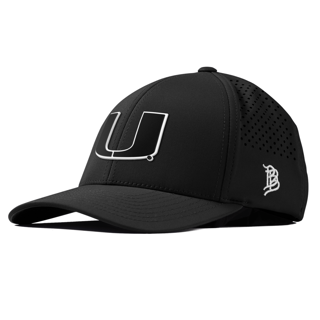 Miami Hurricanes Branded Bills "Vintage UMiami Team Logo" Curved Performance Hat - Black