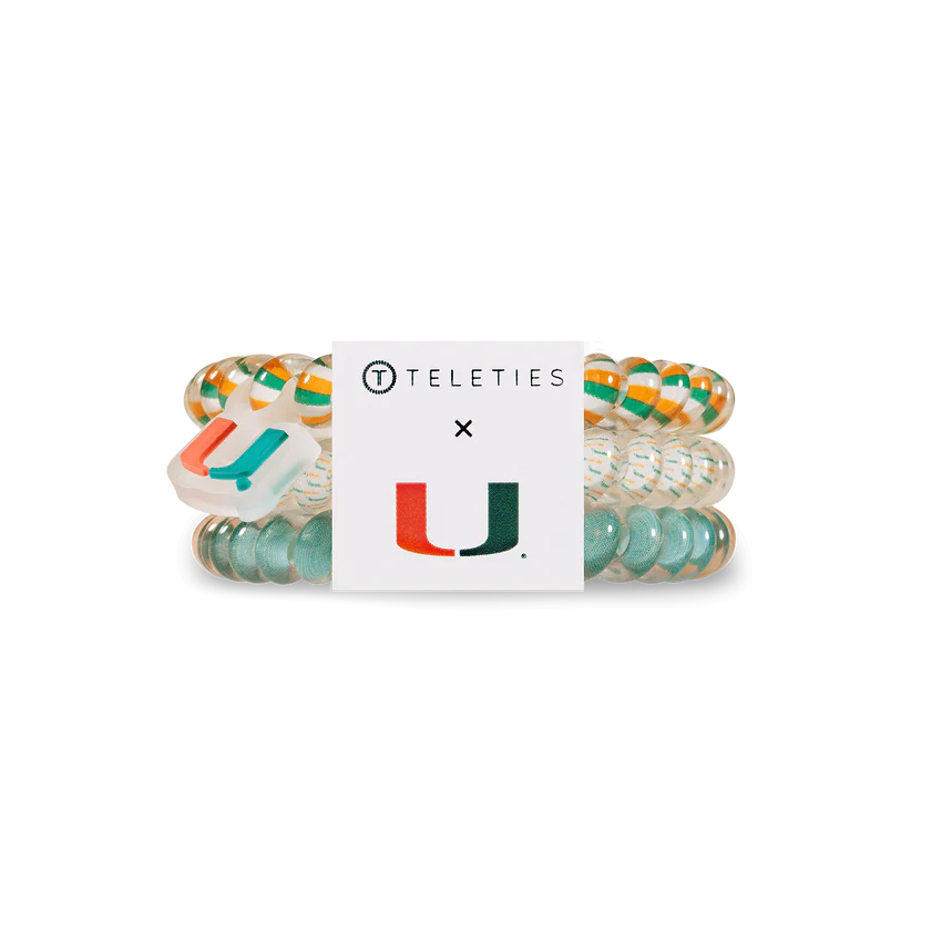 Miami Hurricanes Teleties Small Hair Tie - 3 Pk